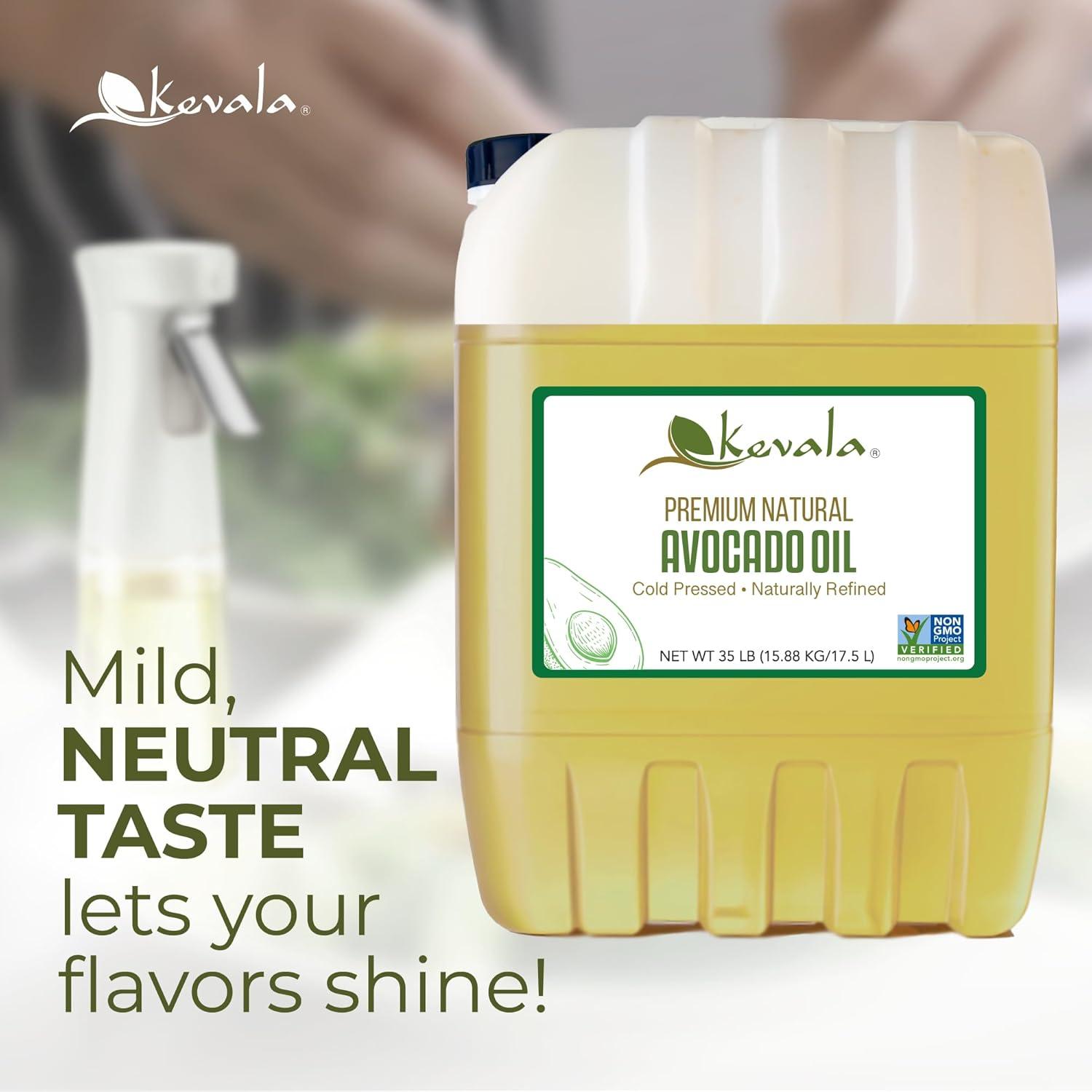 image:imageKevala Avocado Oil Bulk Size Cold Pressed NonGMO Project Verified amp Kosher Multipurpose for High Smoke Point Cooking Roasting Sauting amp Skin Moisturizing Ideal Kitchen Staple 35 LB
