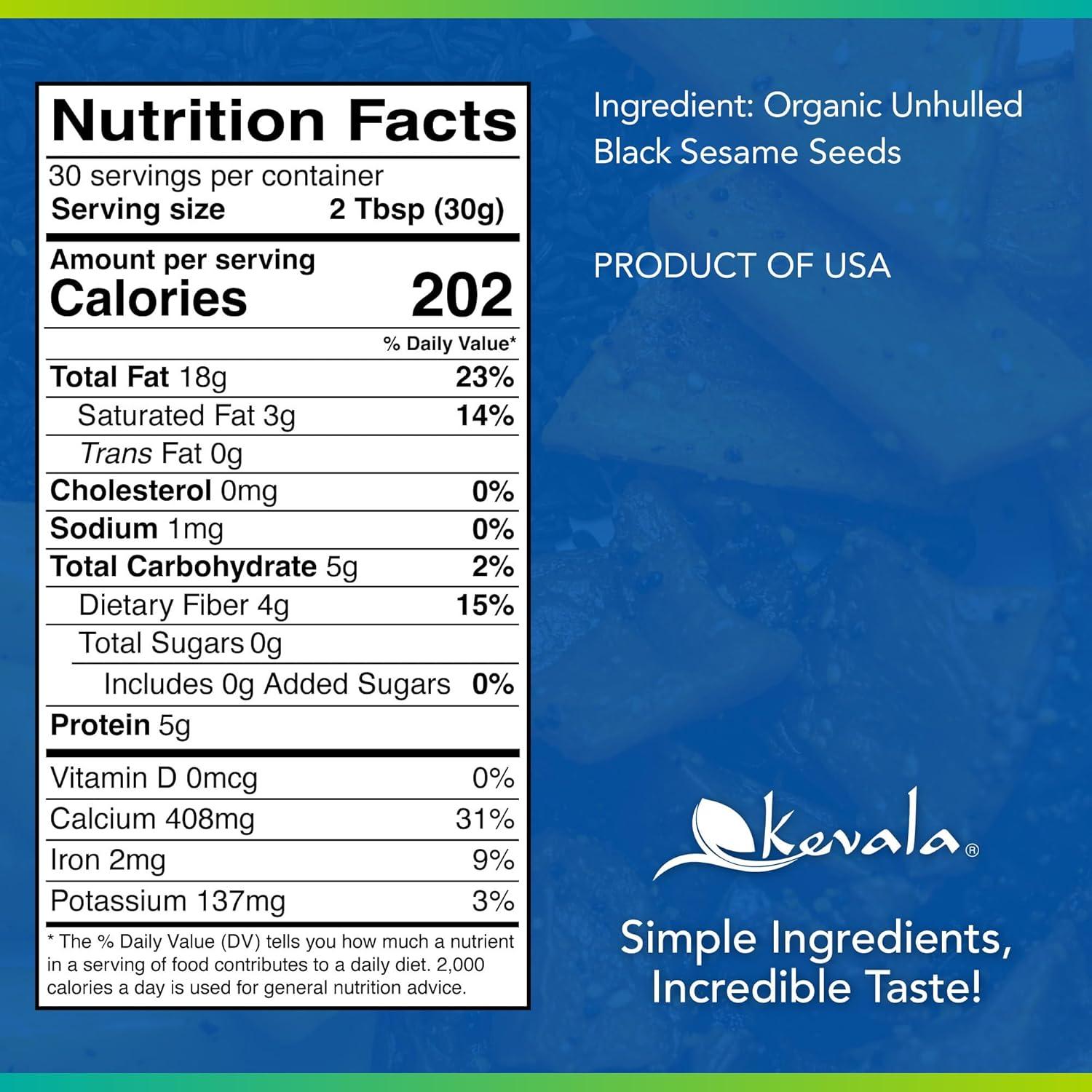 image:imageKevala Organic Black Tahini Gluten Free Black Sesame Paste for Bread Kitchen Pantry Staple Processed in a Peanut Free Facility Great to Mix with a Miso Paste or Spread on a Bagel 12 oz 340g2 Pound