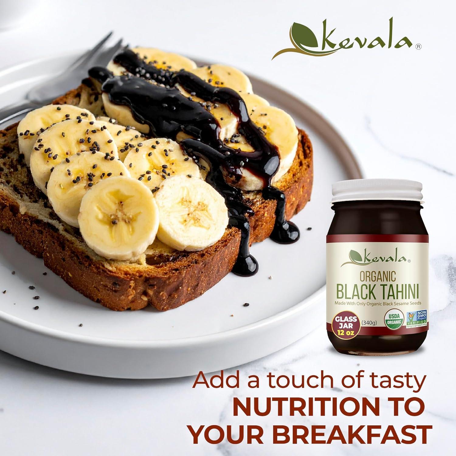 image:imageKevala Organic Black Tahini Gluten Free Black Sesame Paste for Bread Kitchen Pantry Staple Processed in a Peanut Free Facility Great to Mix with a Miso Paste or Spread on a Bagel 12 oz 340g12 Ounce Pack of 3