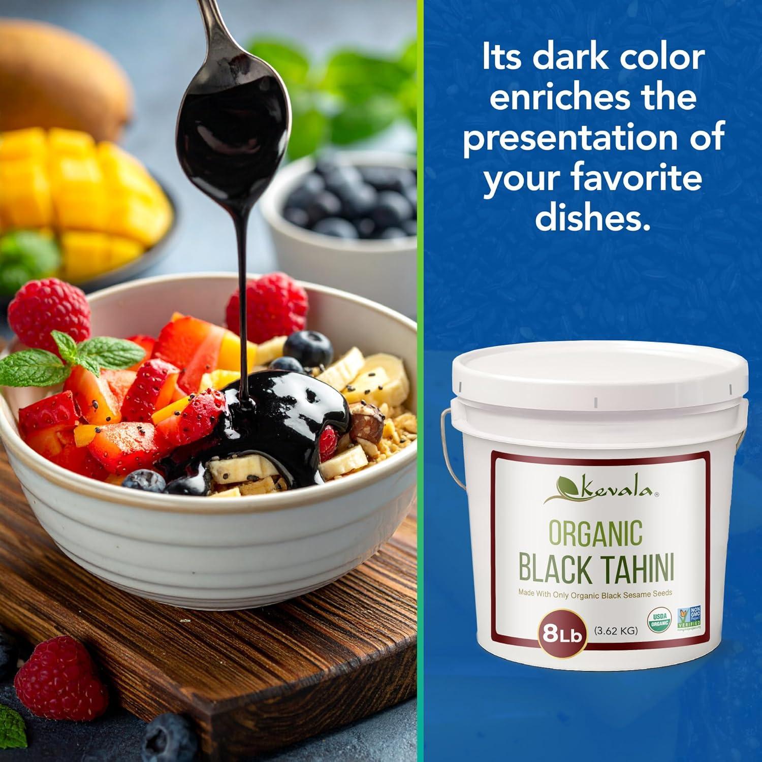 image:imageKevala Organic Black Tahini Gluten Free Black Sesame Paste for Bread Kitchen Pantry Staple Processed in a Peanut Free Facility Great to Mix with a Miso Paste or Spread on a Bagel 12 oz 340g8 Pound Pack of 1