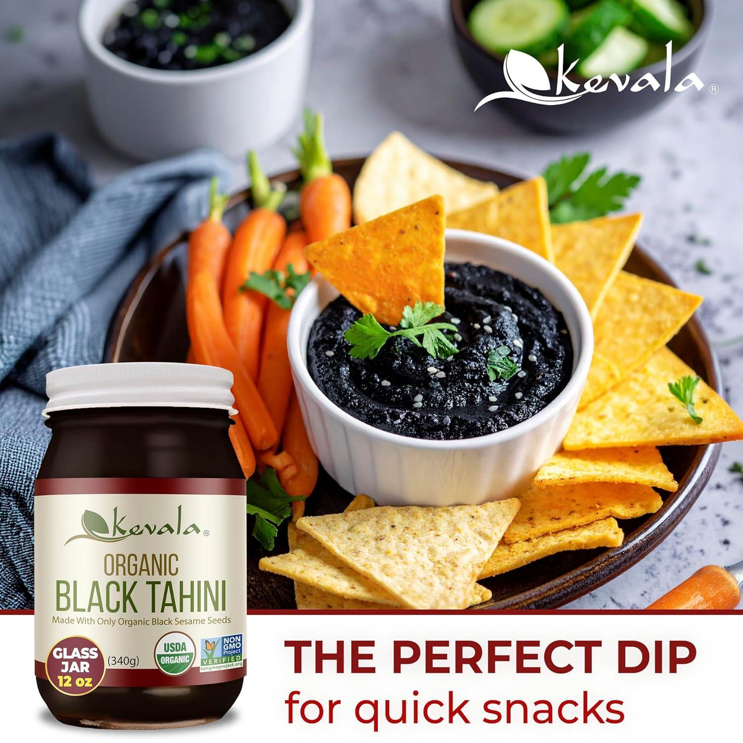image:imageKevala Organic Black Tahini Gluten Free Black Sesame Paste for Bread Kitchen Pantry Staple Processed in a Peanut Free Facility Great to Mix with a Miso Paste or Spread on a Bagel 12 oz 340g12 Ounce Pack of 1