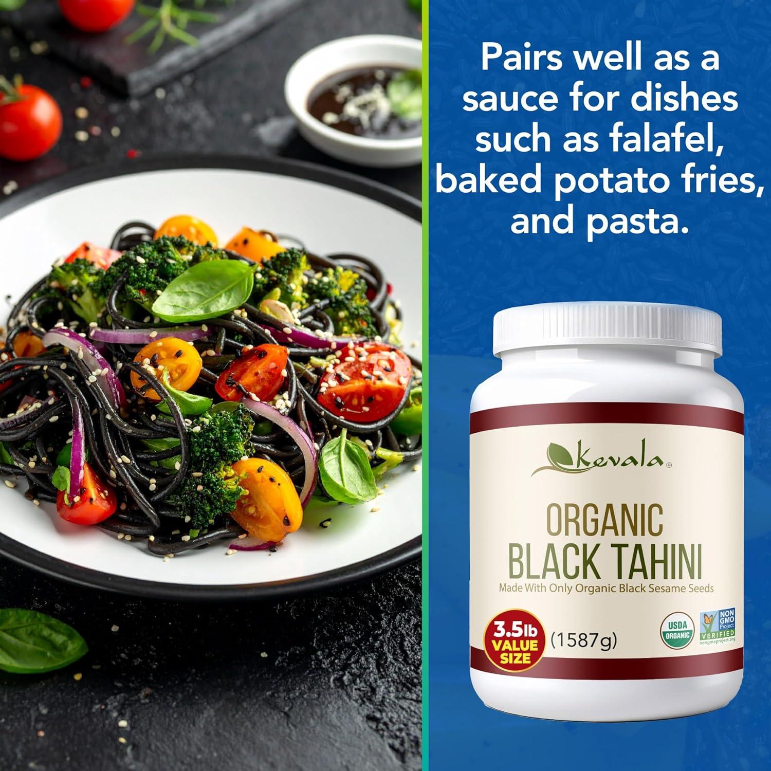 image:imageKevala Organic Black Tahini Gluten Free Black Sesame Paste for Bread Kitchen Pantry Staple Processed in a Peanut Free Facility Great to Mix with a Miso Paste or Spread on a Bagel 12 oz 340g35 Pound