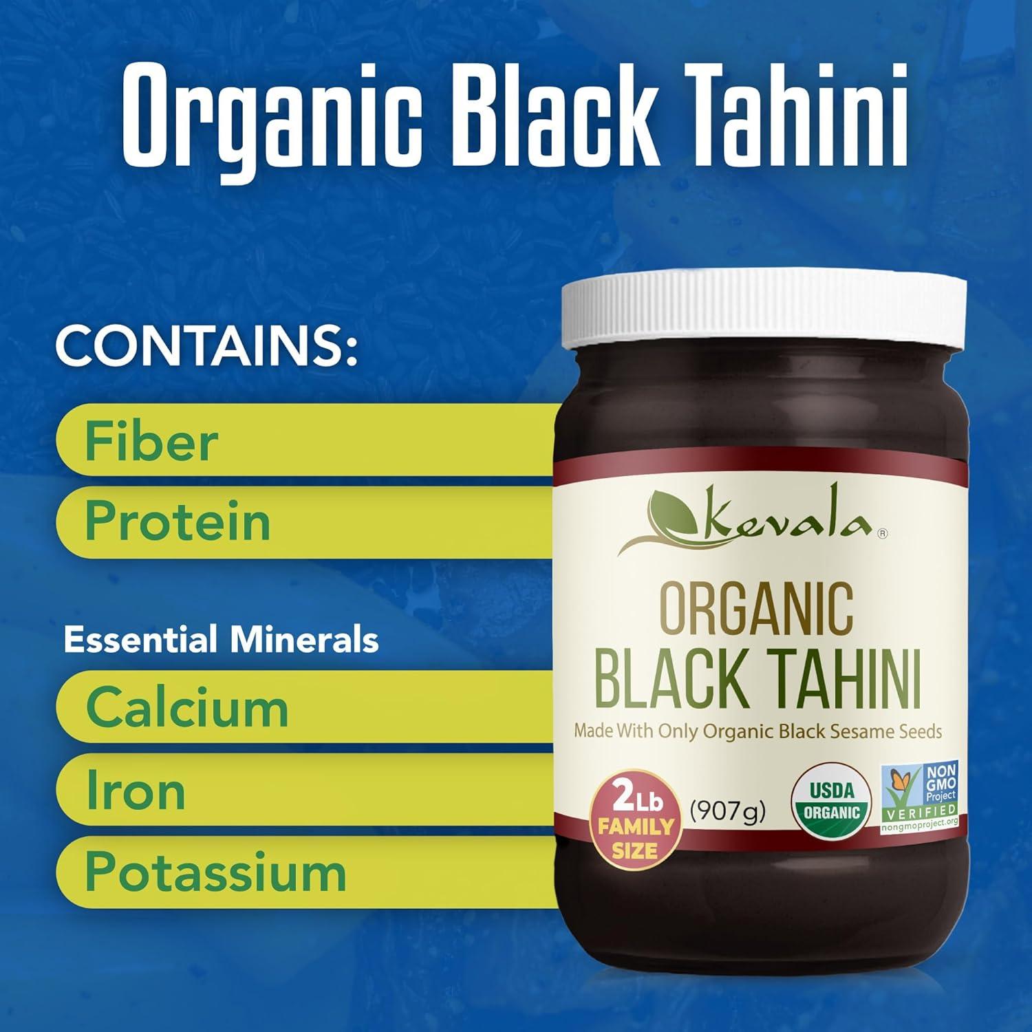 image:imageKevala Organic Black Tahini Gluten Free Black Sesame Paste for Bread Kitchen Pantry Staple Processed in a Peanut Free Facility Great to Mix with a Miso Paste or Spread on a Bagel 12 oz 340g2 Pound