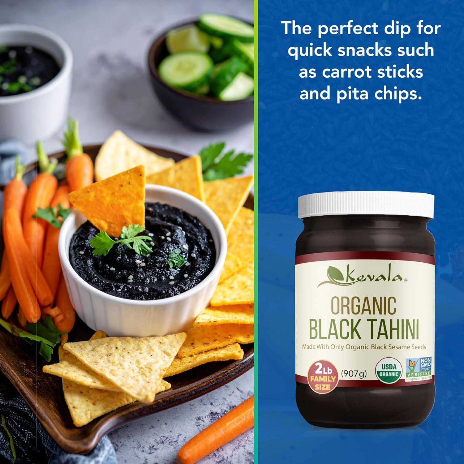 image:imageKevala Organic Black Tahini Gluten Free Black Sesame Paste for Bread Kitchen Pantry Staple Processed in a Peanut Free Facility Great to Mix with a Miso Paste or Spread on a Bagel 12 oz 340g2 Pound