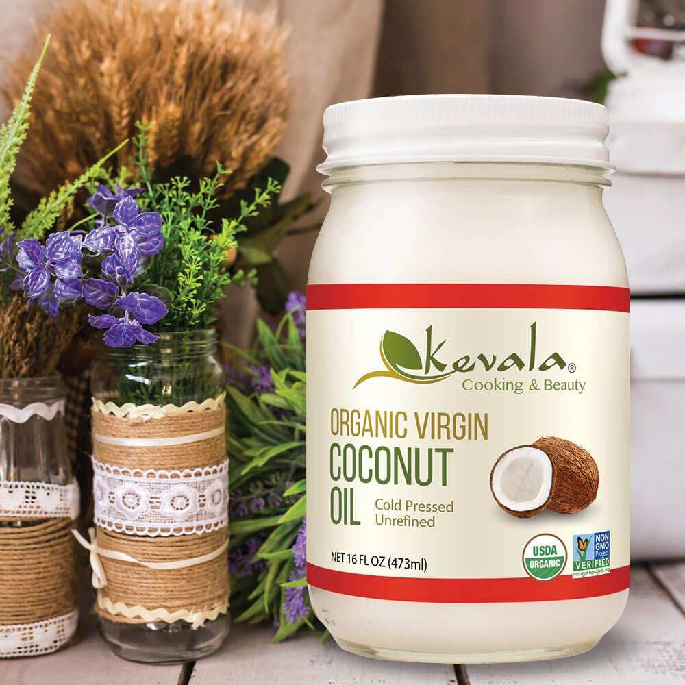 image:imageKevala Organic Coconut Oil Great for HighHeat Cooking and Baking at Home Ideal for Oil Pulling Due to Its Antimicrobial Properties and Pleasant Taste Easy Storage with a Glass Jar of 16 oz1 Pound Pack of 2