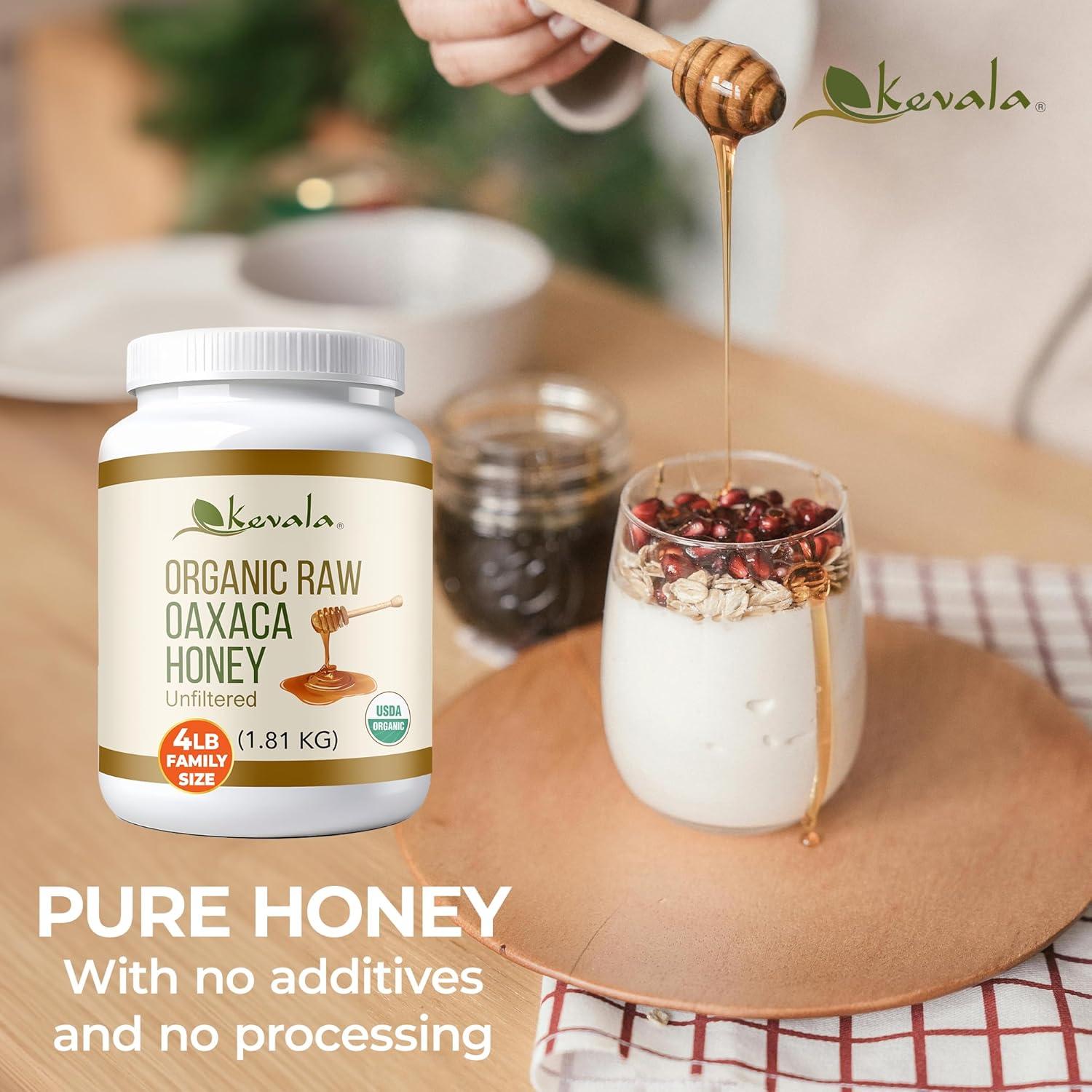 image:imageKevala Organic Raw Oaxaca Honey Nutritious Honey with no Pesticides and no Sugar Added or Given to the Bees Natural Sweetener for Cooking and Baking at Home Great for Pancakes and Waffles 4 lb
