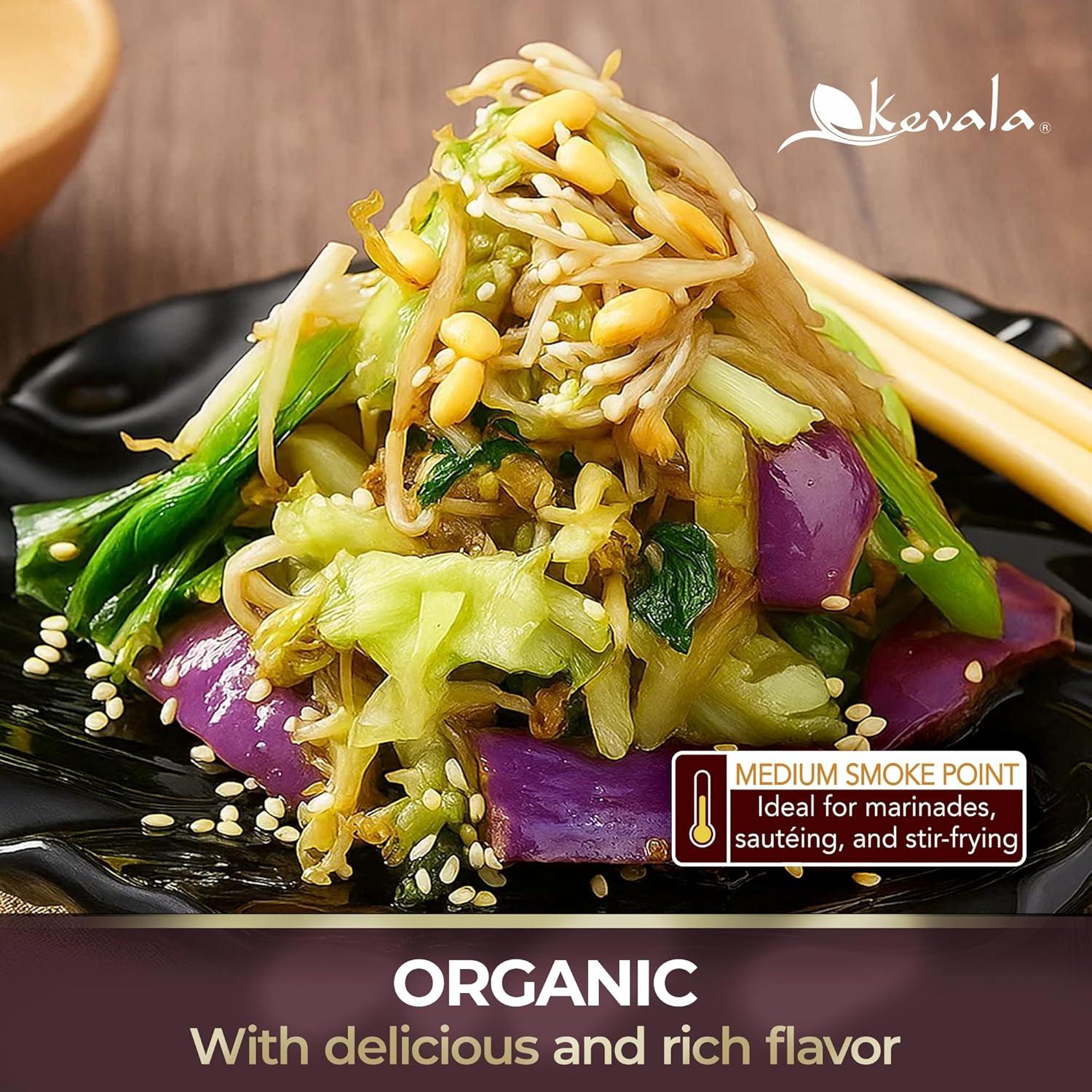 image:imageKevala Organic Toasted Sesame Oil ColdPressed Unrefined Pure Sesame Seed Oil for Cooking Marinades and Dressings USDA Organic Kosher NonGMO Certified Vegetable Oil Alternative 64 Fl Oz 1Pack64 Fl Oz Pack of 1