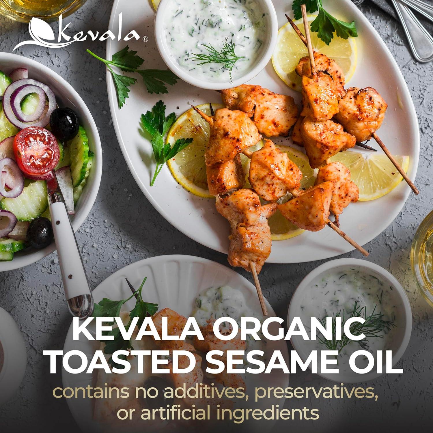 image:imageKevala Organic Toasted Sesame Oil ColdPressed Unrefined Pure Sesame Seed Oil for Cooking Marinades and Dressings USDA Organic Kosher NonGMO Certified Vegetable Oil Alternative 64 Fl Oz 1Pack8 Fl Oz Pack of 1