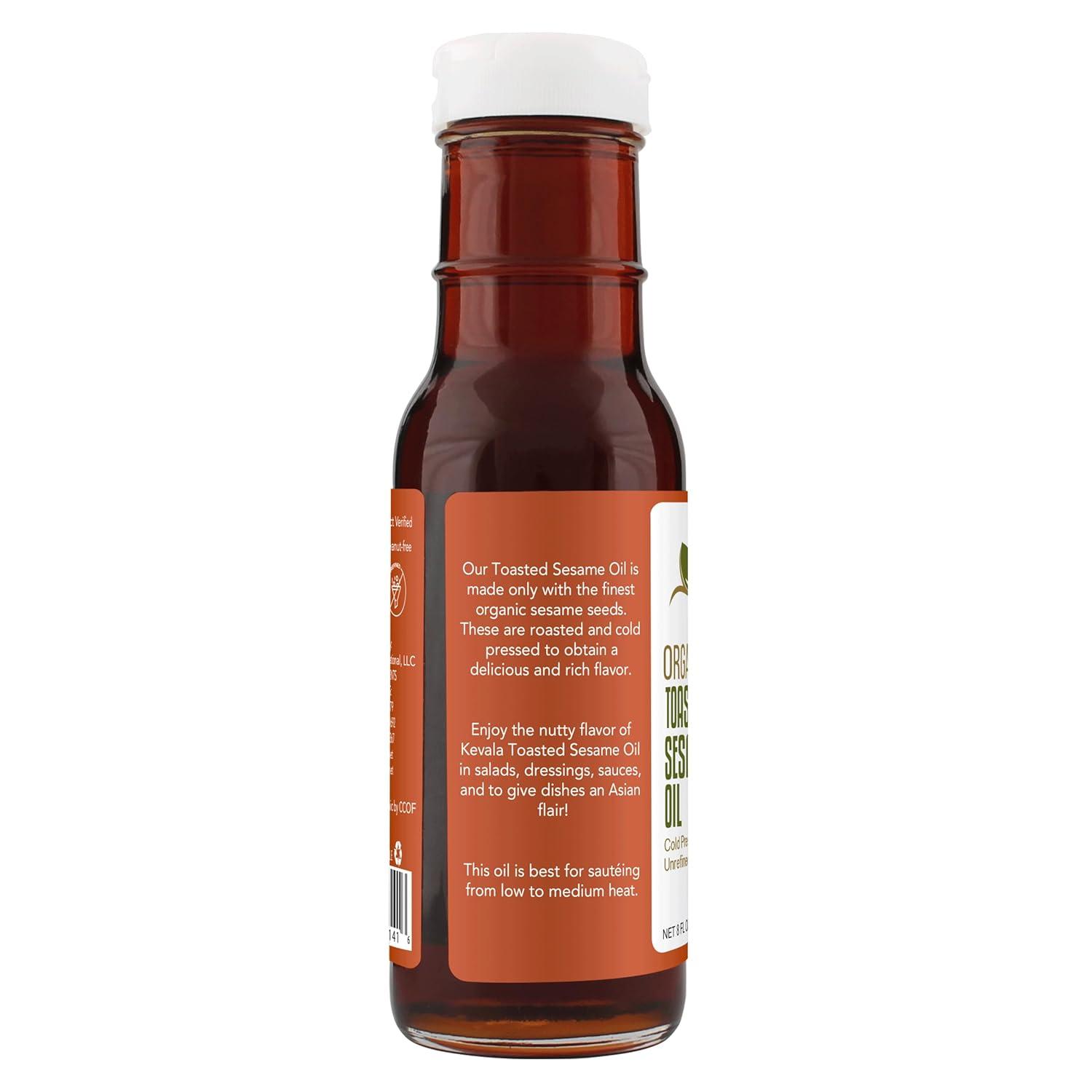 image:imageKevala Organic Toasted Sesame Oil ColdPressed Unrefined Pure Sesame Seed Oil for Cooking Marinades and Dressings USDA Organic Kosher NonGMO Certified Vegetable Oil Alternative 64 Fl Oz 1Pack8 Fl Oz Pack of 2