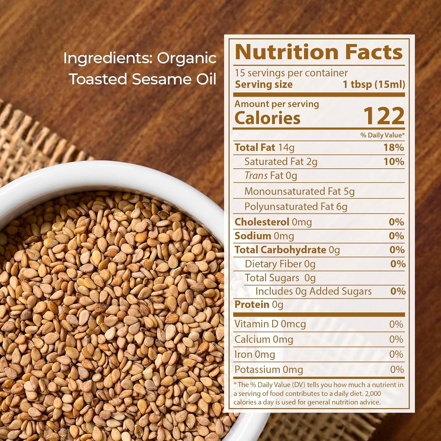 image:imageKevala Organic Toasted Sesame Oil ColdPressed Unrefined Pure Sesame Seed Oil for Cooking Marinades and Dressings USDA Organic Kosher NonGMO Certified Vegetable Oil Alternative 64 Fl Oz 1Pack8 Fl Oz Pack of 1