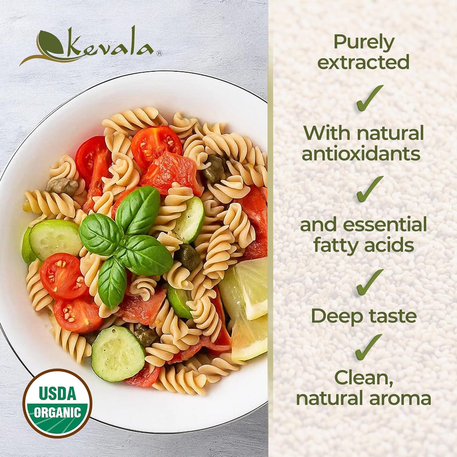 image:imageKevala Organic Toasted Sesame Oil ColdPressed Unrefined Pure Sesame Seed Oil for Cooking Marinades and Dressings USDA Organic Kosher NonGMO Certified Vegetable Oil Alternative 64 Fl Oz 1Pack64 Fl Oz Pack of 1