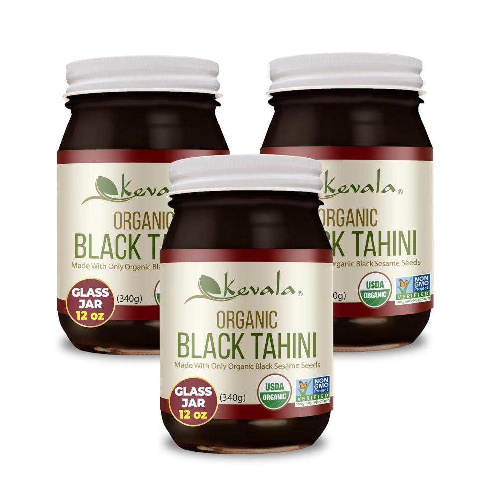 image:imageKevala Organic Black Tahini Gluten Free Black Sesame Paste for Bread Kitchen Pantry Staple Processed in a Peanut Free Facility Great to Mix with a Miso Paste or Spread on a Bagel 12 oz 340g12 Ounce Pack of 3