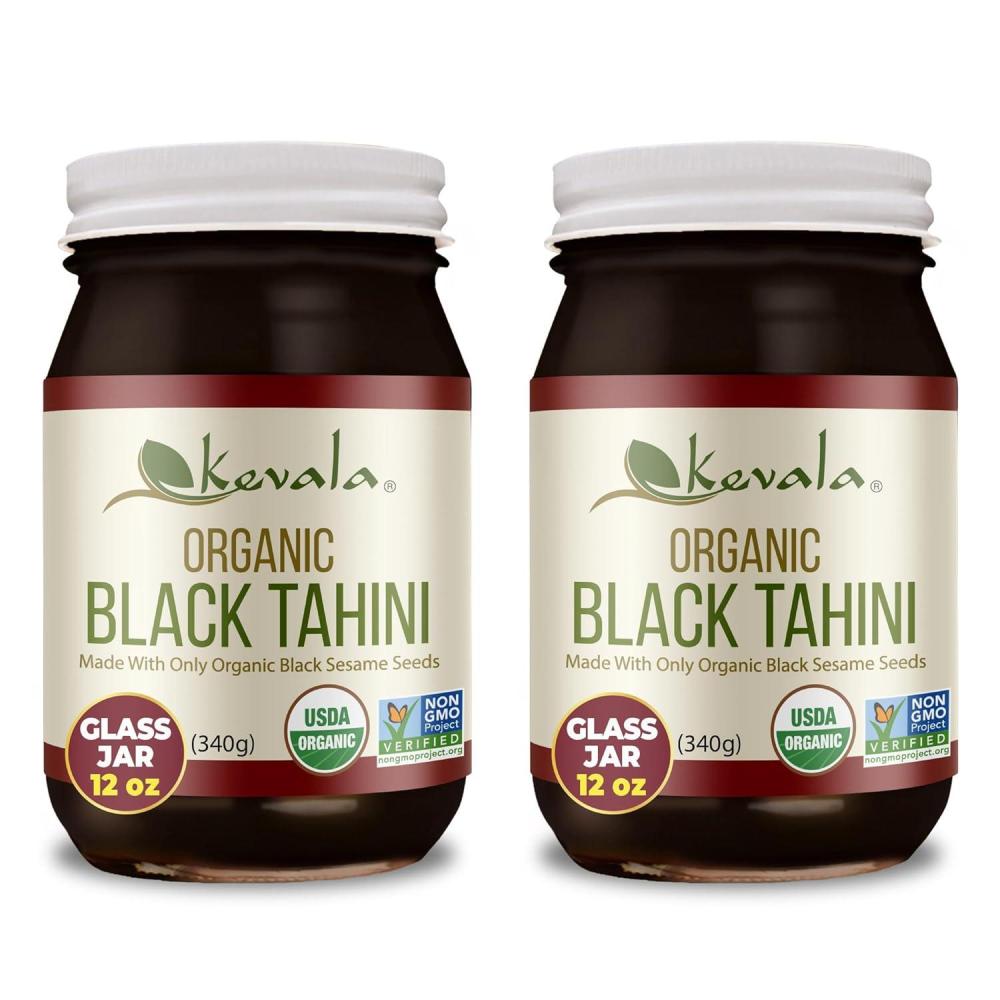 image:imageKevala Organic Black Tahini Gluten Free Black Sesame Paste for Bread Kitchen Pantry Staple Processed in a Peanut Free Facility Great to Mix with a Miso Paste or Spread on a Bagel 12 oz 340g12 Oz Pack of 2