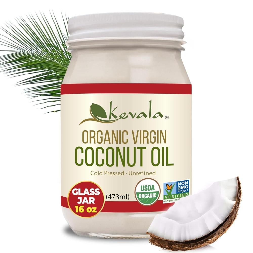 image:imageKevala Organic Coconut Oil Great for HighHeat Cooking and Baking at Home Ideal for Oil Pulling Due to Its Antimicrobial Properties and Pleasant Taste Easy Storage with a Glass Jar of 16 oz1 Pound Pack of 1