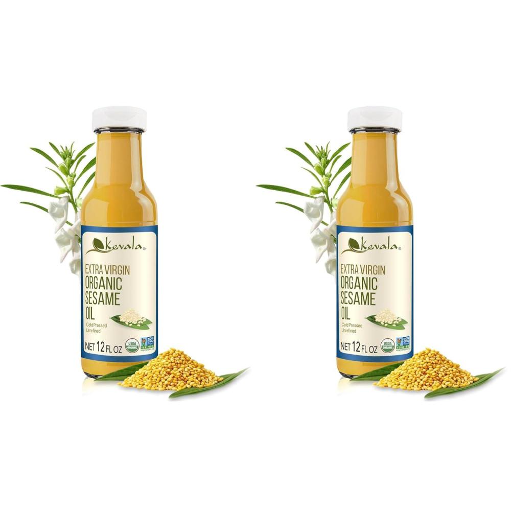 image:imageKevala Organic Extra Virgin Sesame Oil Only Premium Seeds Used For Cooking Cold Pressed Unrefined Suitable in Hair Care Body Bath 12 oz12 Fl Oz Pack of 2