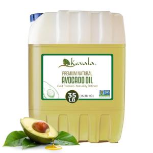 Kevala Avocado Oil – Bulk Size | Cold Pressed | Non‑GMO Project Verified & Kosher | Multipurpose for High Smoke Point Cooking, Roasting, Sautéing & Skin Moisturizing – Ideal Kitchen Staple – 35 LB