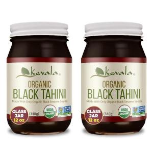 Kevala Organic Black Tahini – Gluten Free Black Sesame Paste for Bread, Kitchen Pantry Staple Processed in a Peanut Free Facility, Great to Mix with a Miso Paste or Spread on a Bagel, 12 oz, 340g(12 Oz (Pack of 2))