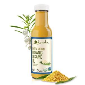 Kevala Organic Extra Virgin Sesame Oil – Only Premium Seeds Used , For Cooking , Cold Pressed, Unrefined , Suitable in Hair Care , Body, Bath ,12 oz(12 Fl Oz (Pack of 1))