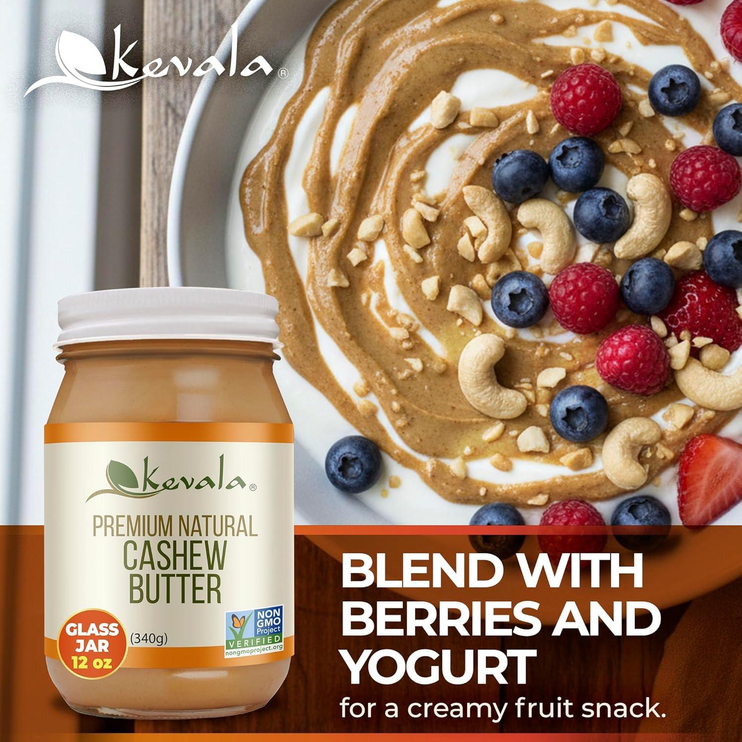 image:imageKevala Cashew Butter 3Pack Spreadable Cream for Sandwiches with no Additives Premium Natural Spread for Toast and Pancakes Nutritious Addition to Breakfast and Healthy Snacks Glass Jar 12 ozCashew