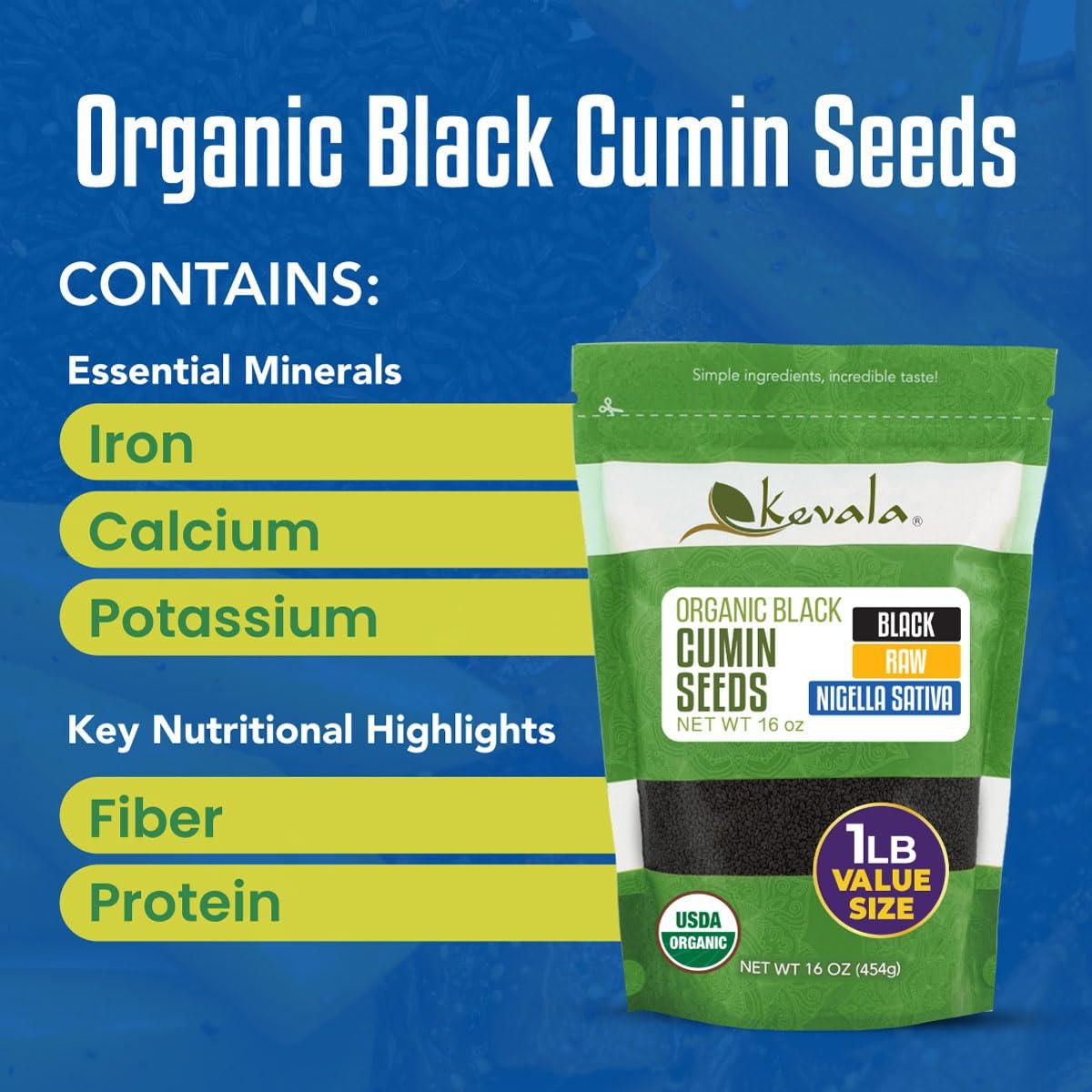 image:imageKevala Organic Raw Black Cumin Seeds Nigella Sativa Gluten Free Seasoning for Salads Vegan Option for a Variety of Diets For Healthy Cooking in Restaurants Kitchen Staple 1lb 16 oz