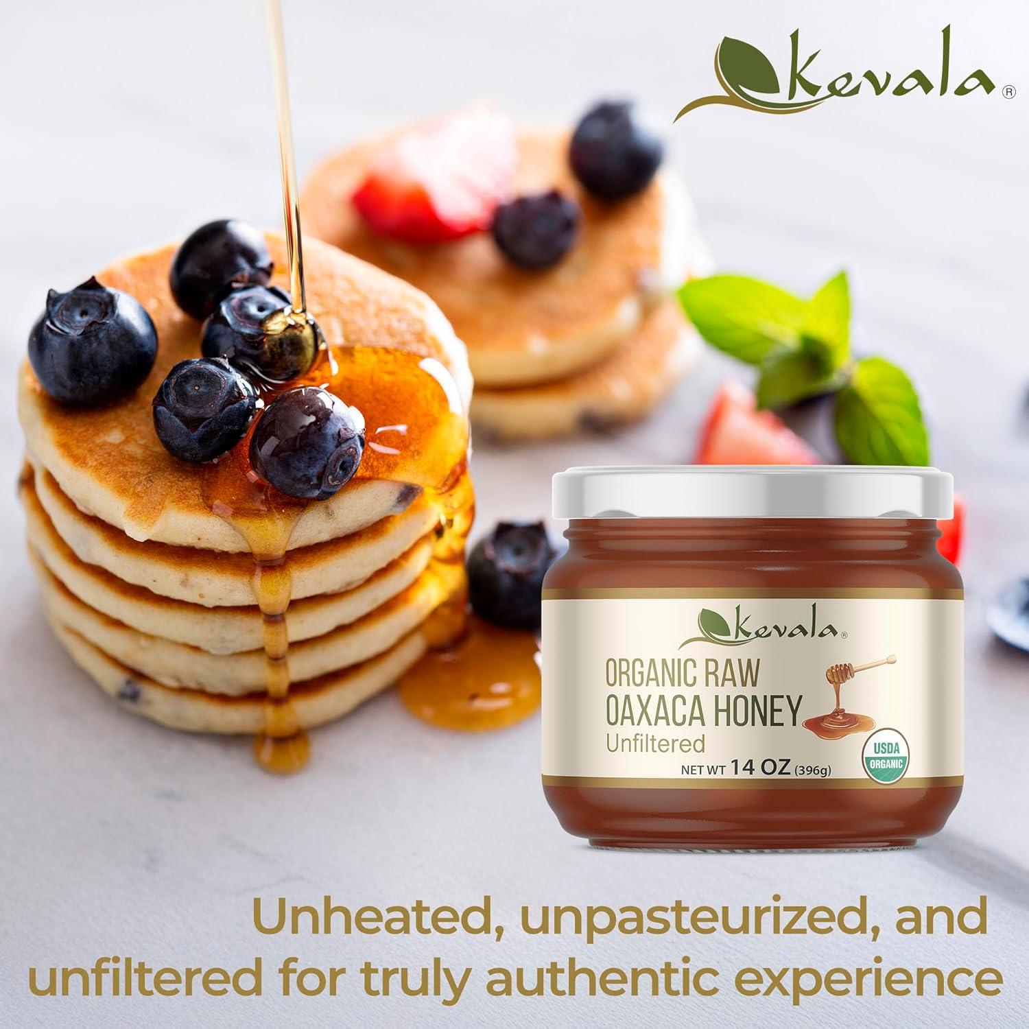 image:imageKevala Organic Raw Oaxaca Honey Natural Sweetener for Meals and Drinks with no Pesticides Pure and Unprocessed Spread for Bread and Toast Golden Nectar with no Sugar Added Glass Jar 16 ozRaw Oaxaca