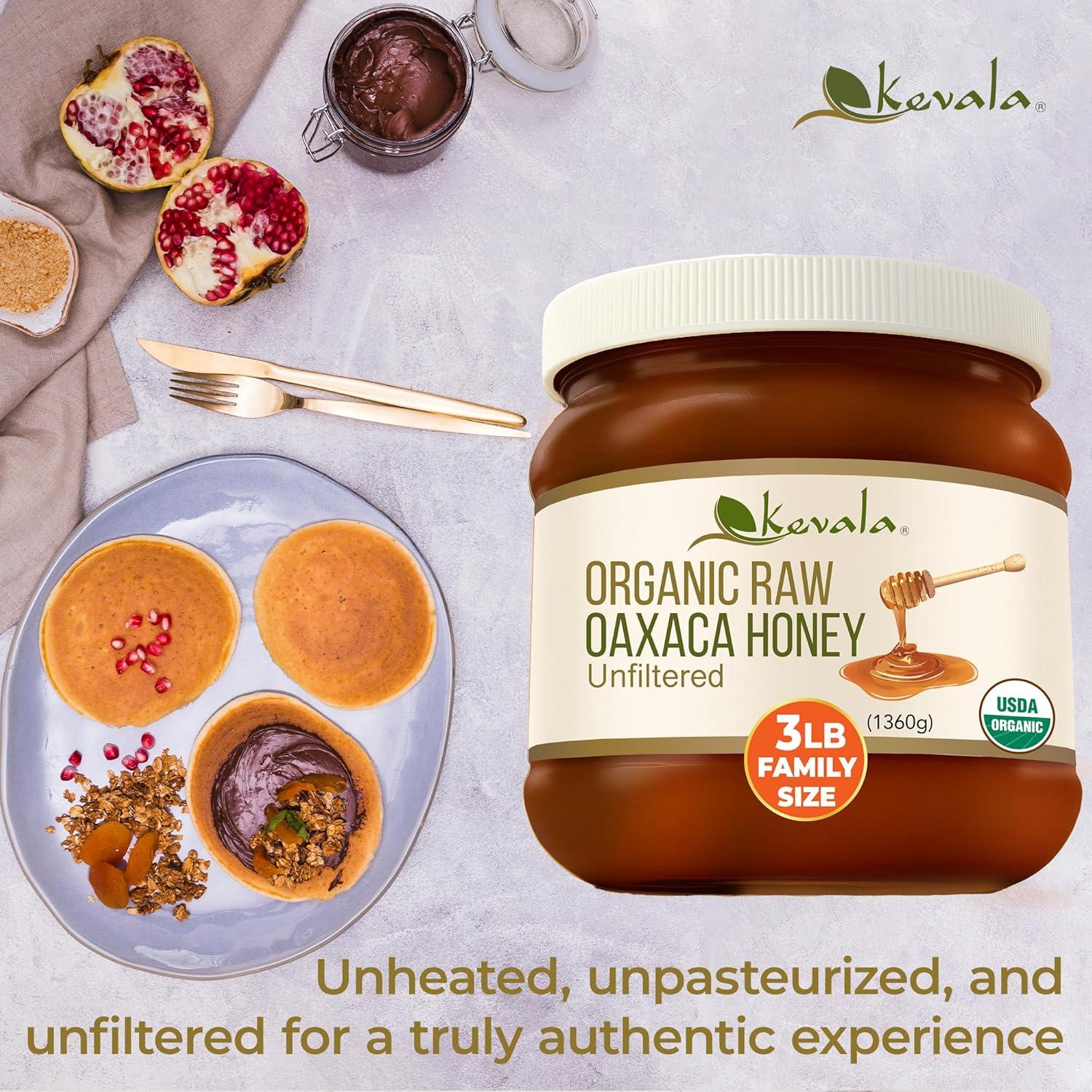 image:imageKevala Organic Raw Oaxaca Honey Naturally Nutritious Golden Honey Packed with Vitamins and Antioxidants Pure Sweetener for Meals and Drinks With No Pesticides or Other Additives 3 lb