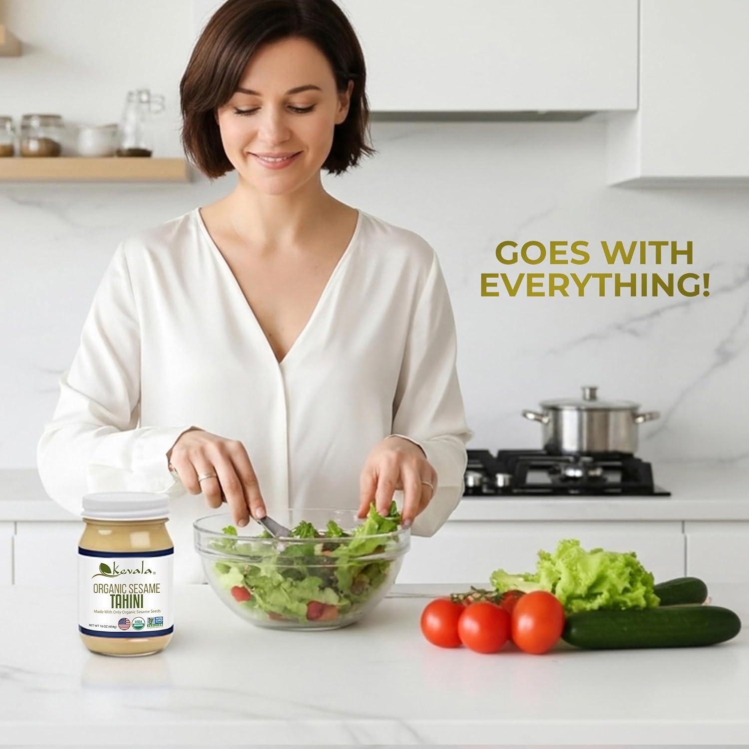 image:imageKevala Organic Sesame Tahini Smooth Hulled Sesame Paste with Pure Sesame Flavor for Spreads Sauces amp Cooking USDA Organic NonGMO Project Verified amp Kosher Certified 32 Oz 2 LbOrganic Sesame