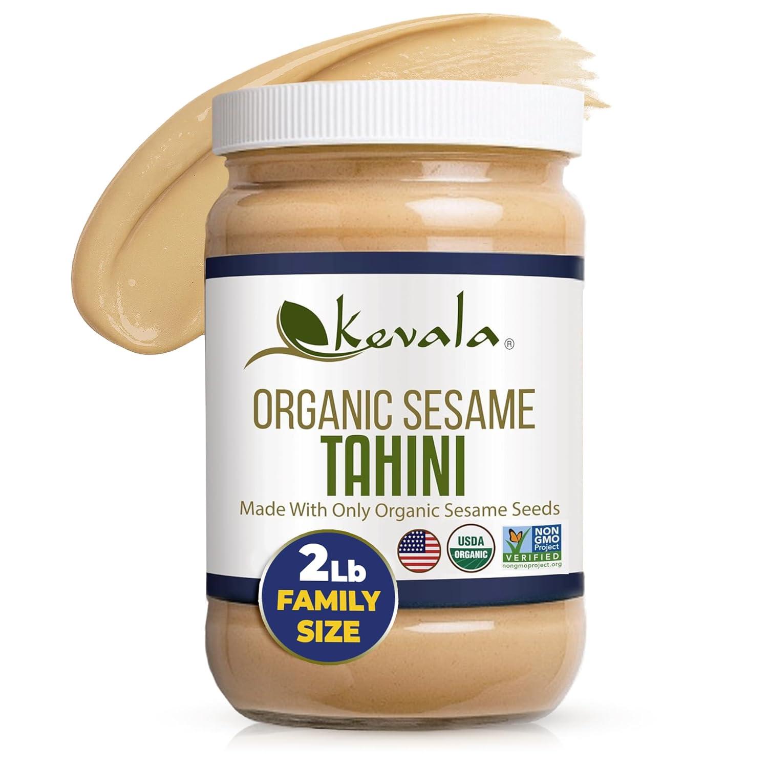 image:imageKevala Organic Sesame Tahini Smooth Hulled Sesame Paste with Pure Sesame Flavor for Spreads Sauces amp Cooking USDA Organic NonGMO Project Verified amp Kosher Certified 32 Oz 2 LbOrganic Sesame