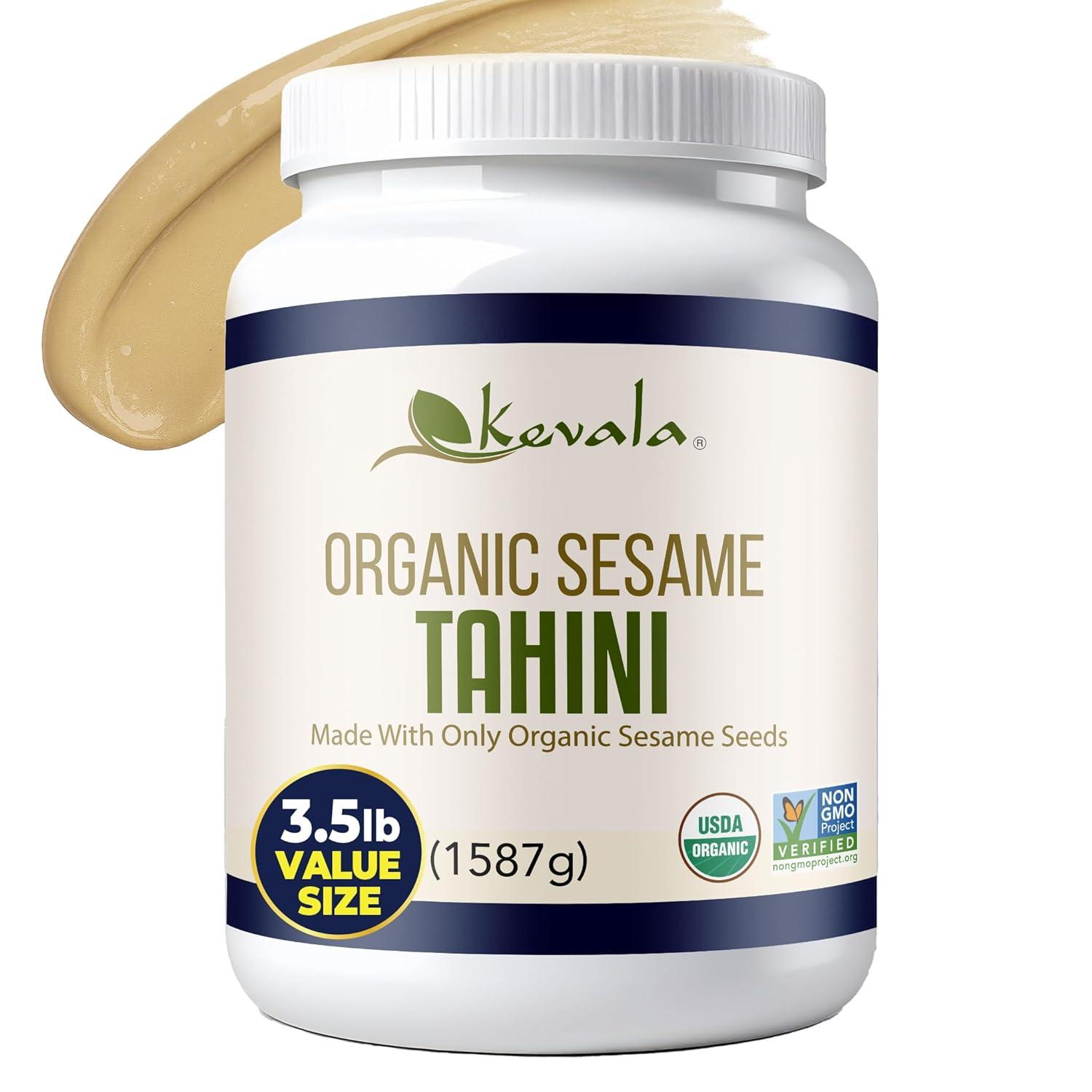 image:imageKevala Organic Sesame Tahini Smooth Hulled Sesame Paste with Pure Sesame Flavor for Spreads Sauces amp Cooking USDA Organic NonGMO Project Verified amp Kosher Certified 32 Oz 2 LbOrganic Sesame