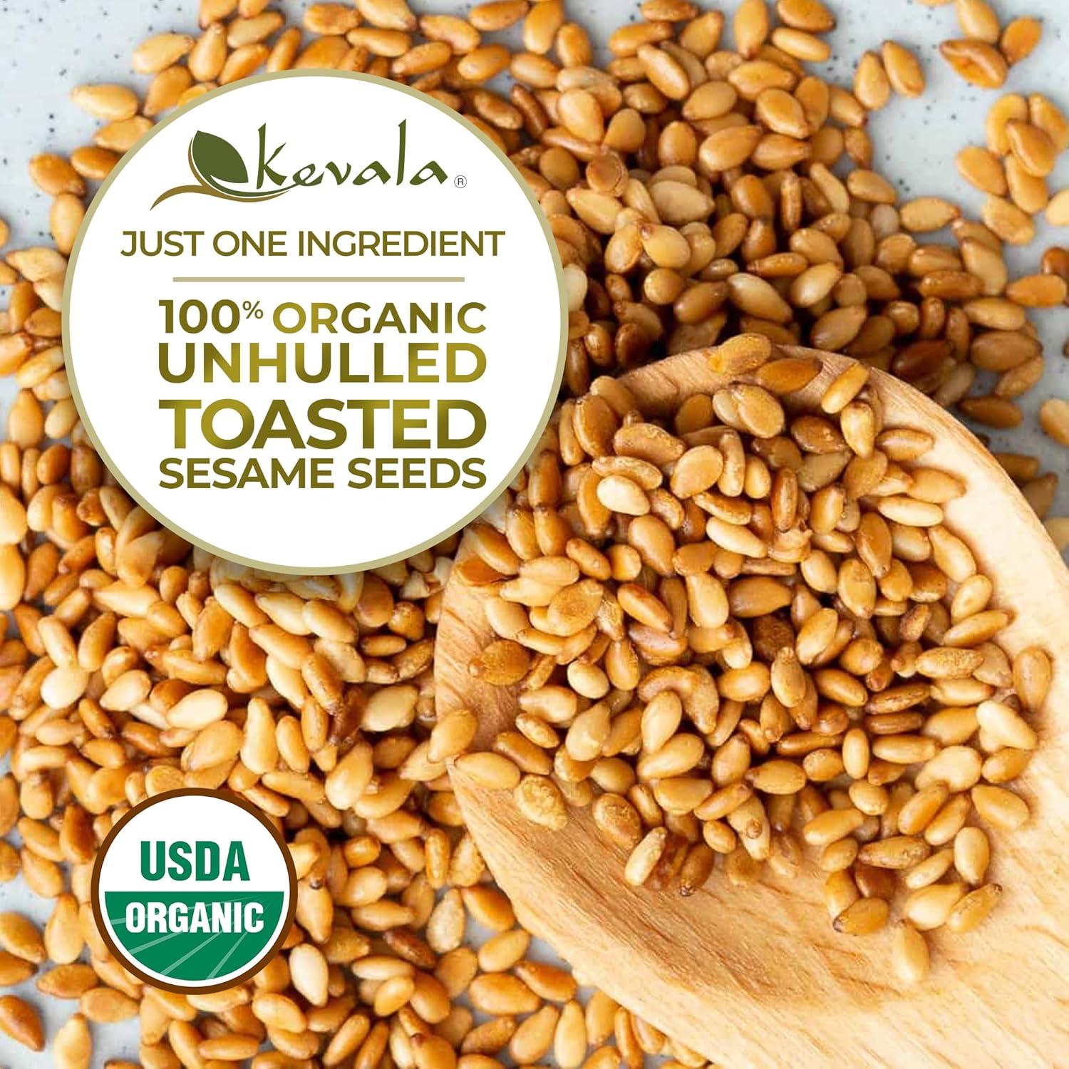 image:imageKevala Organic Toasted Sesame Hulled Gluten Free Roasted Seeds for Tahini Kosher Non GMO Project Verified Vegan Seasoning 32 oz 2 lbToasted Unhulled