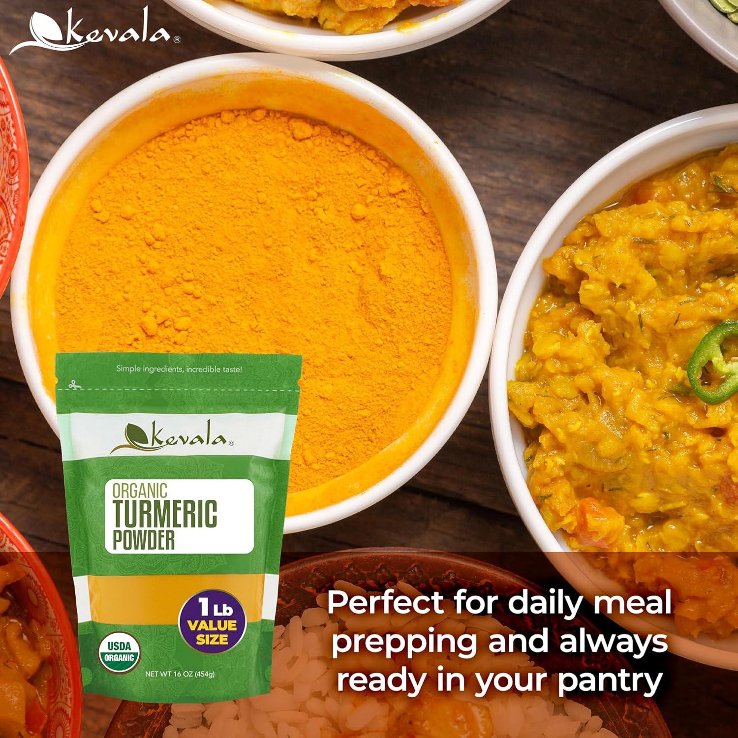image:imageKevala Organic Turmeric Root Powder Gluten Free Curcumin Vegan Supplement for Cooking Kitchen Spice Non Gmo Kosher Product 1 lb 16 oz