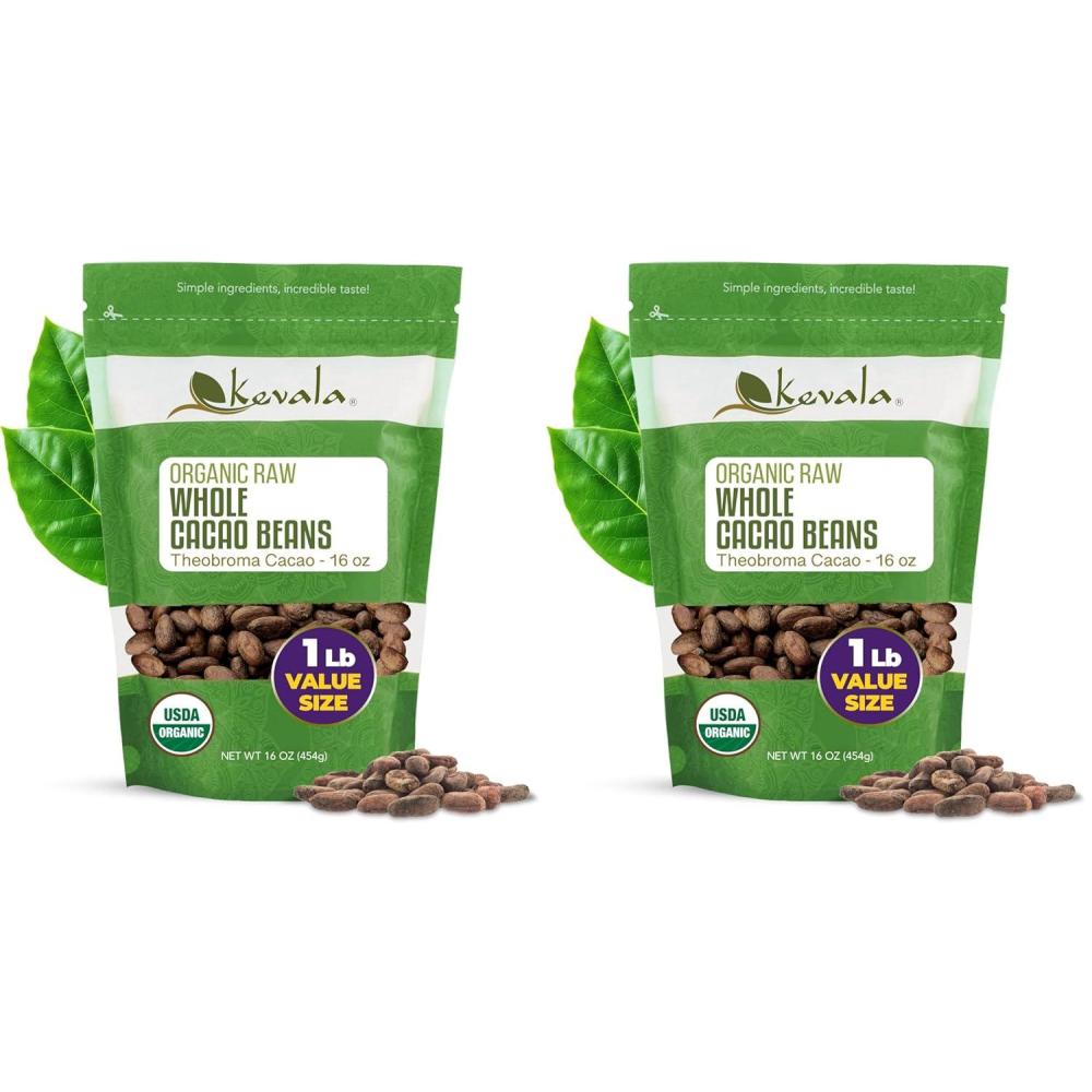 image:imageKevala Organic Cacao Beans  Sun Dried Natural Beans for Brewing Sugar Free Base for Homemade Chocolate Nutritious Addition to Breakfasts and Drinks Vegan Option with No Additives 1 lb 16 oz1 Pound Pack of 2