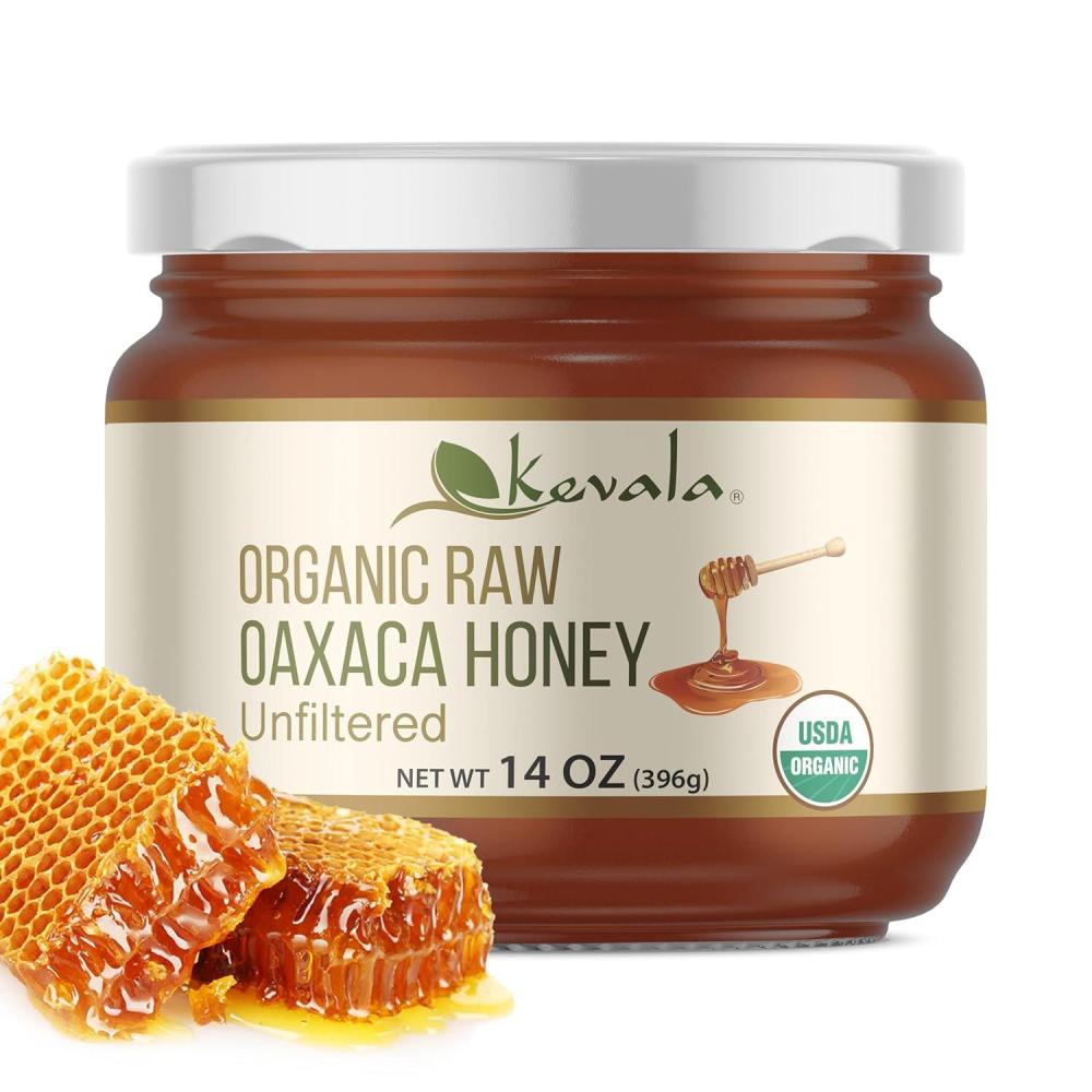 image:imageKevala Organic Raw Oaxaca Honey Natural Sweetener for Meals and Drinks with no Pesticides Pure and Unprocessed Spread for Bread and Toast Golden Nectar with no Sugar Added Glass Jar 16 ozRaw Oaxaca
