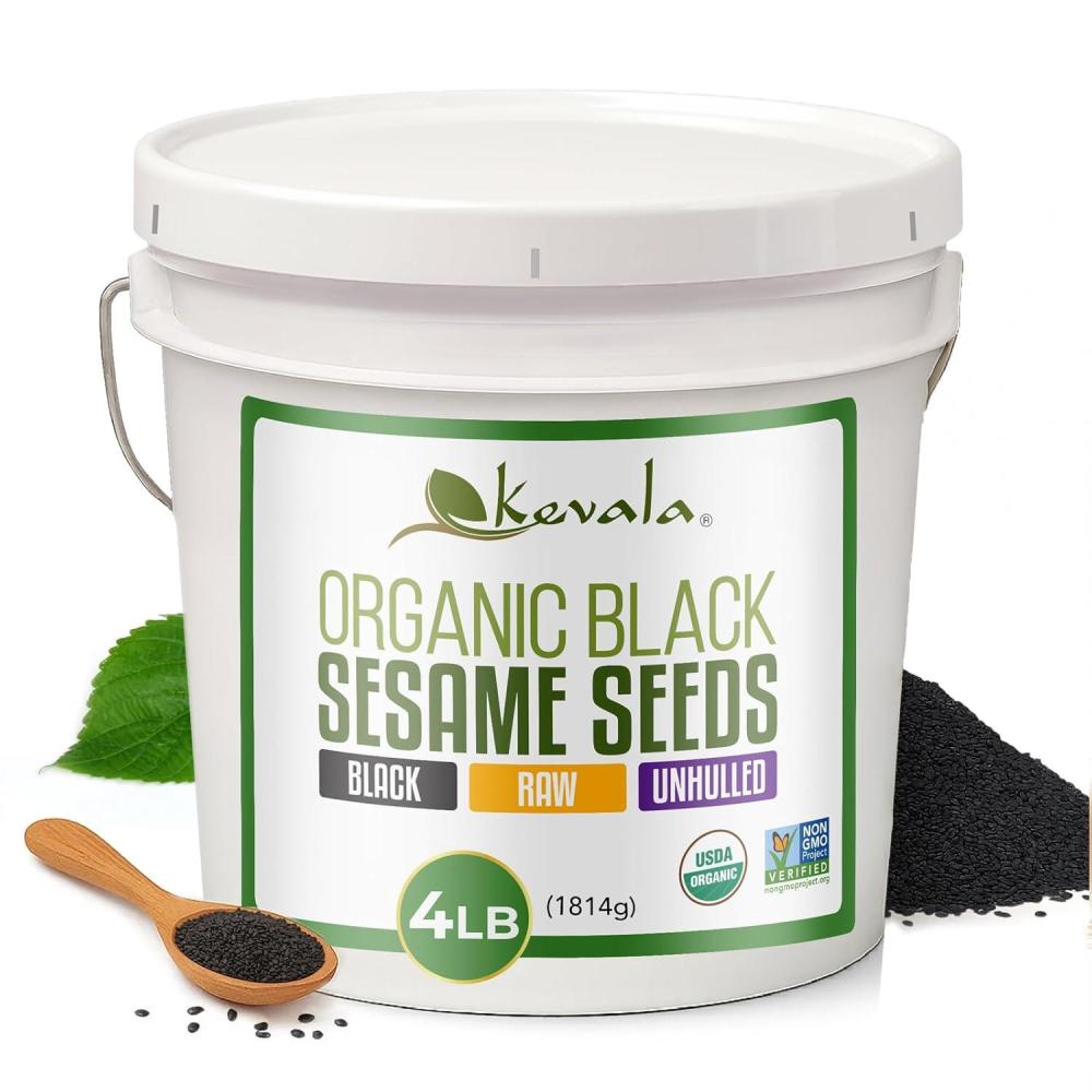 image:imageOrganic Raw Black Sesame Seeds Unhulled Gluten Free Topping with a Nutty Flavor Made to Meet Professional Chef Standards Used as a Healthy Crunchy Snack or in Baking and Cooking 4 lb