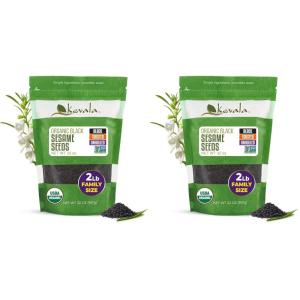 Kevala Organic Black Toasted Sesame Seeds – Unhulled Seeds for Baking and Cooking, Roasted Black Sesame for Asian Cuisine, Contain Unsaturated Fats and Lignans, Convenient Resealable Bag, 2 lb, 32 oz(Black toasted sesame 2 lb (Pack of 2))