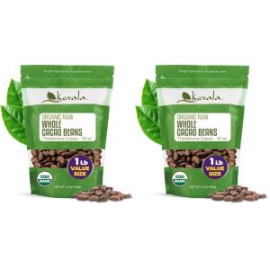 Kevala Organic Cacao Beans – Sun Dried Natural Beans for Brewing, Sugar Free Base for Homemade Chocolate, Nutritious Addition to Breakfasts and Drinks, Vegan Option with No Additives, 1 lb, 16 oz(1 Pound (Pack of 2))