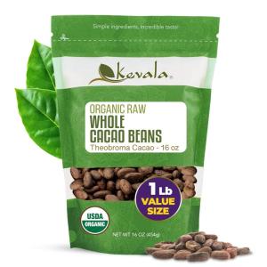 Kevala Organic Cacao Beans – Sun Dried Natural Beans for Brewing, Sugar Free Base for Homemade Chocolate, Nutritious Addition to Breakfasts and Drinks, Vegan Option with No Additives, 1 lb, 16 oz(1 Pound)