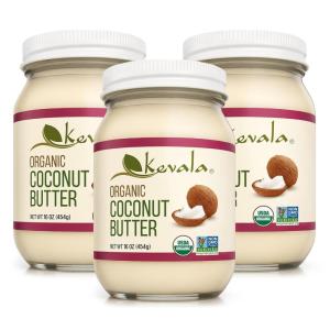 Kevala Organic Coconut Butter – Raw, Cold-Pressed Spread & Cream Alternative for Baking, Desserts & Toast – Vegan, Gluten-Free, Glass Jar, Non-GMO | 16 oz (3, 16Oz)(16Oz (Pack of 3))