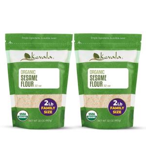 Kevala Organic Sesame Flour – 50% Protein Flour Made with Non GMO Sesame Seeds, With Mild Sesame Flavor, Vegan Protein Source, For Making Bread and Cooking, 2 lb, 32 oz(32 Ounce (Pack of 2))