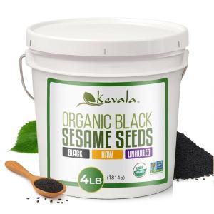 Organic Raw Black Sesame Seeds (Unhulled) – Gluten Free Topping with a Nutty Flavor, Made to Meet Professional Chef Standards, Used as a Healthy Crunchy Snack or in Baking and Cooking, 4 lb