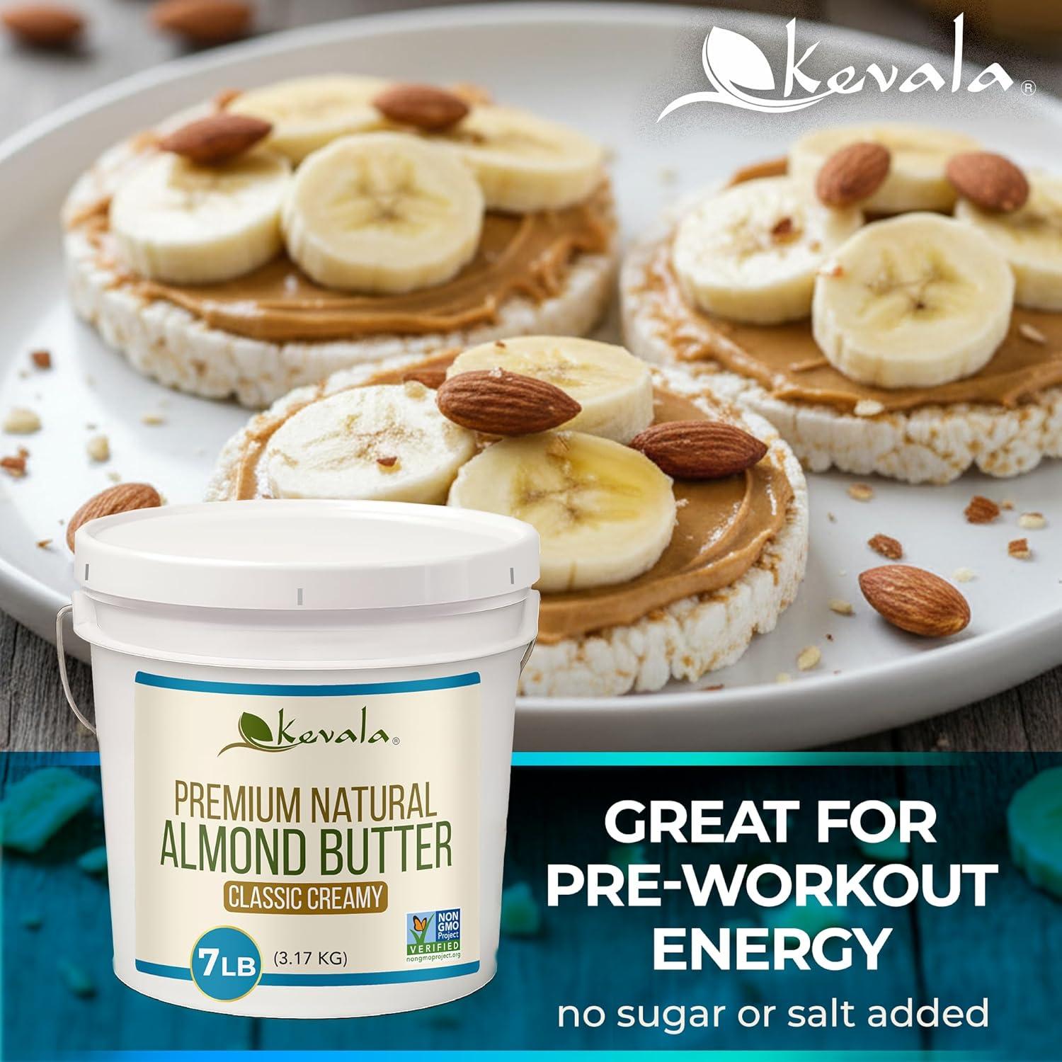 image:imageKevala Almond Butter Creamy GlutenFree Spread for Pancakes and Waffles Nutty Ingredient for Snack Dips and Dressings Delicious Peanut Butter Substitute with no Preservatives 7 lb Bucket