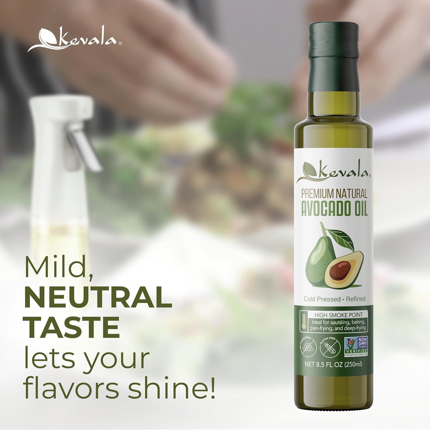 image:imageKevala Avocado Oil Cold Pressed NonGMO Project Verified amp Kosher Multipurpose for High Smoke Point Cooking Roasting Sauting amp Skin Moisturizing Ideal Kitchen Staple 8 Fl Oz Pack of 1798 fl oz Pack of 1