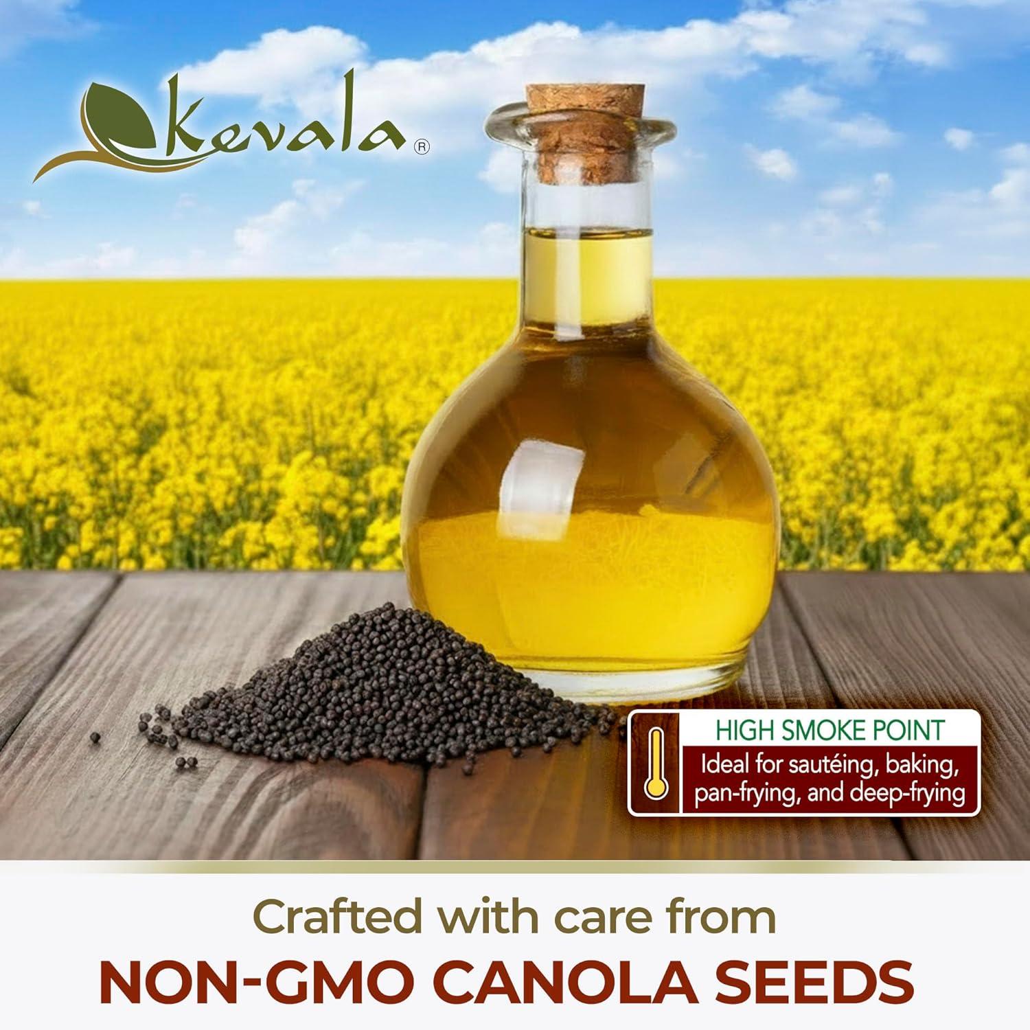 image:imageKevala Canola Oil Delicate Oil for Cooking and Baking with Mild Scent and Flavor Made with Carefully Selected nonGMO Seeds Great for Frying Crispy Snacks and Making Pasta Sauces 128 fl oz 1 gal