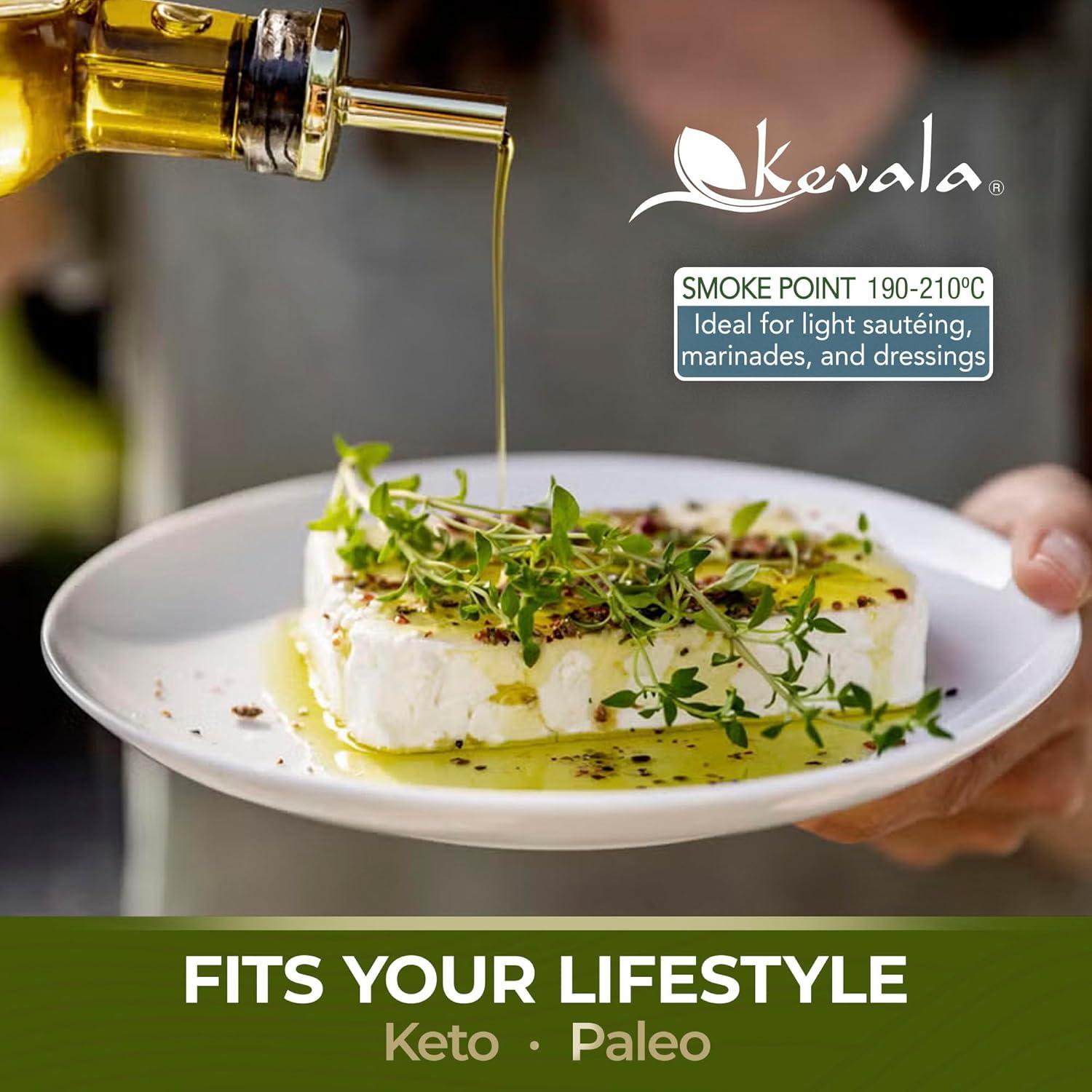image:imageKevala Extra Virgin Organic Olive Oil Unrefined Cooking Oil Cold Pressed and with no Preservatives Made with Carefully Selected Fresh Olives Natural Kitchen Pantry Essential Easy Storage 64 oz