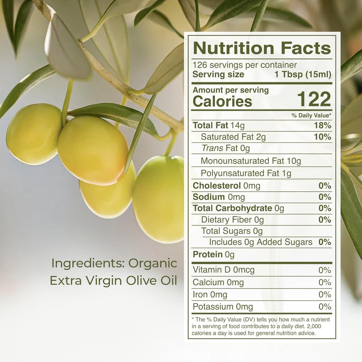image:imageKevala Extra Virgin Organic Olive Oil Unrefined Cooking Oil Cold Pressed and with no Preservatives Made with Carefully Selected Fresh Olives Natural Kitchen Pantry Essential Easy Storage 64 oz