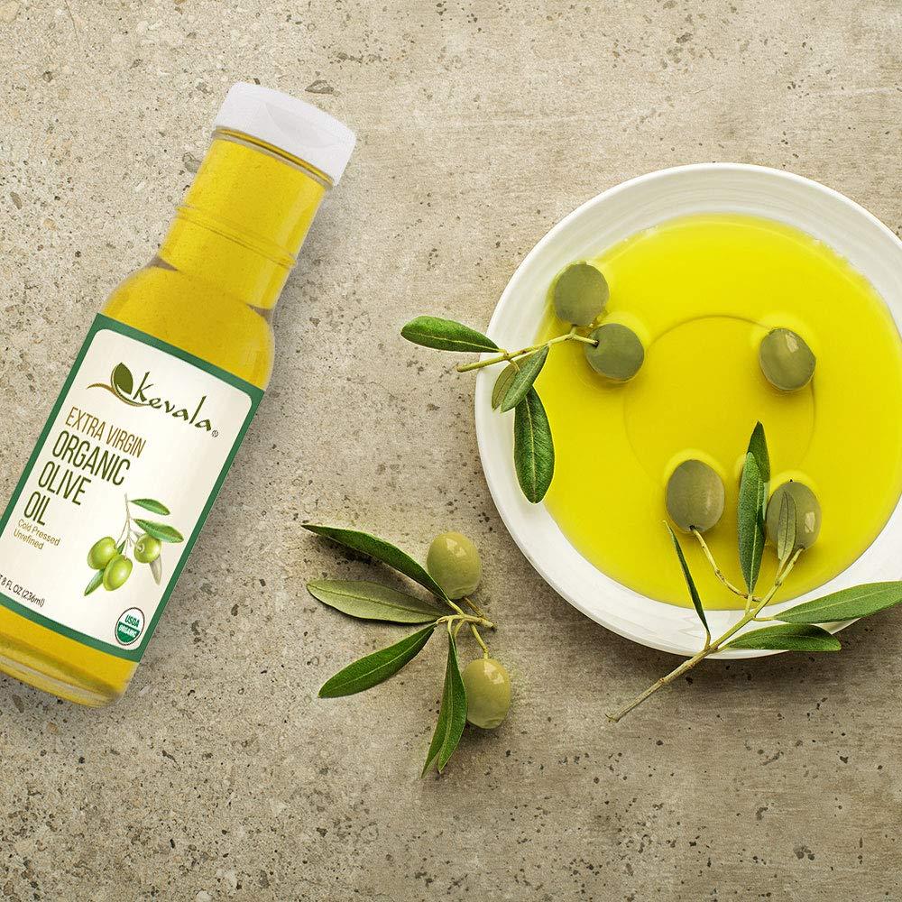 image:imageKevala Extra Virgin Organic Olive Oil Unrefined Olive Oil with no Additives for Cooking and Baking at Home Smooth Base for Salad Dressings GlutenFree Finishing Touch for Meals Glass Bottle 8 oz798 Fl Oz Pack of 3