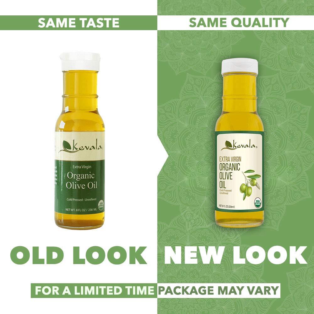 image:imageKevala Extra Virgin Organic Olive Oil Unrefined Olive Oil with no Additives for Cooking and Baking at Home Smooth Base for Salad Dressings GlutenFree Finishing Touch for Meals Glass Bottle 8 oz798 Fl Oz Pack of 3