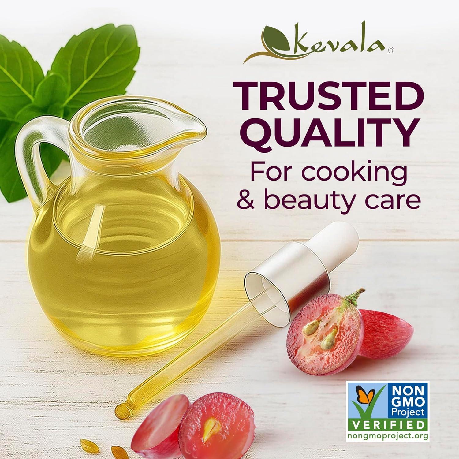 image:imageKevala Grapeseed Oil Made with a Premium Selection of Grapes Great for Cooking and Baking Enhances Freshness of Vegetables in Salads Powerful Addition to Daily Skincare Bulk Size 175 lb