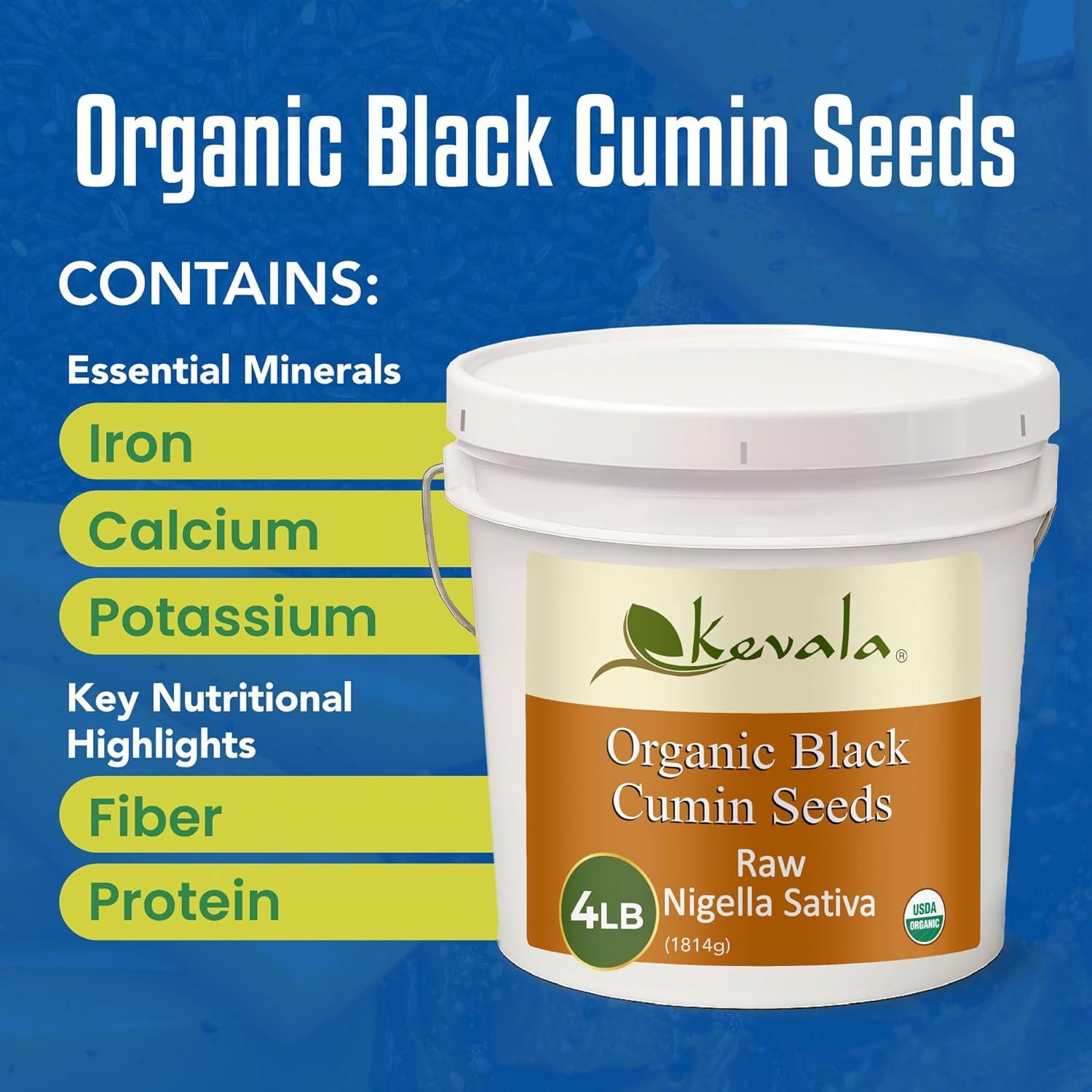 image:imageKevala Organic Black Cumin Seeds Nigella Sativa Seeds for Cooking and Baking at Home Ready to Eat Topping in HealthConscious Diets Packed with Nutrients for Making Balanced Meals 4 lb Bucket