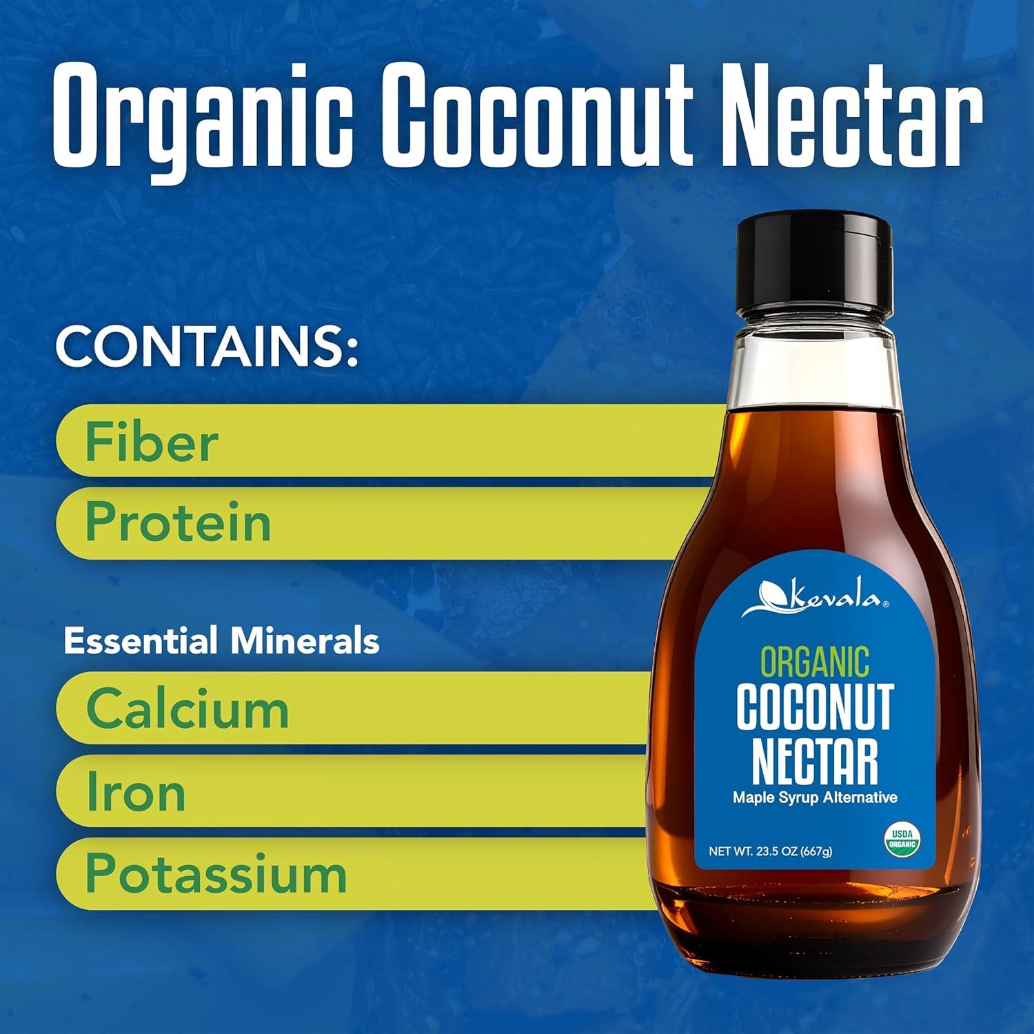 image:imageKevala Organic Coconut Nectar No Gluten Vegan No Added Sugar Natural Maple Syrup Alternative Extract From Coconuts Great for Pancakes 235 oz783 Fl Oz Pack of 3